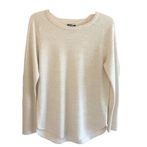 Apt. 9 Lightweight Metallic Gold/Cream Long Sleeve Crew Neck Sweater Size Medium